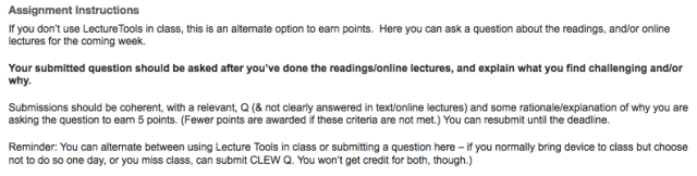 Weekly activity point question - instructions